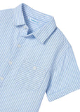 Powder Blue Stripe Short Sleeve Button Down Shirt