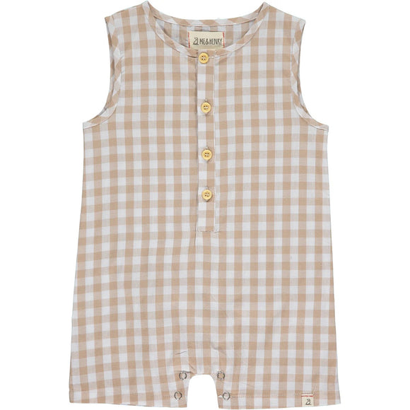 CABIN BEIGE PLAID PLAYSUIT