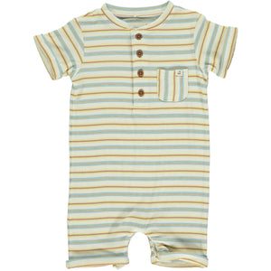 CAMBORNE BLUE/LEMON/WHITE RIBBED HENLEY ROMPER