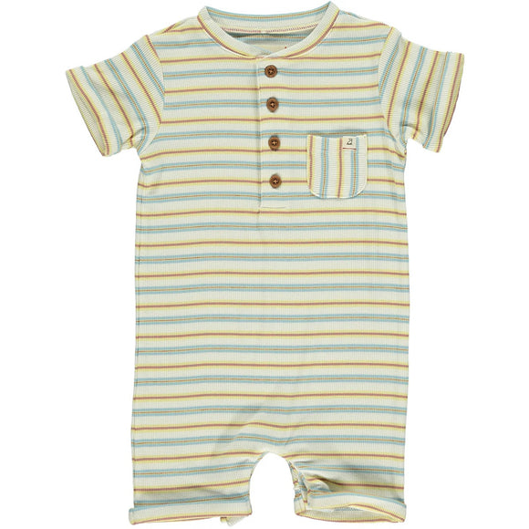 CAMBORNE BLUE/LEMON/WHITE RIBBED HENLEY ROMPER