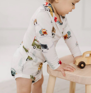 Loulou Lollipop Long Sleeve Bodysuit- Happy Trucks