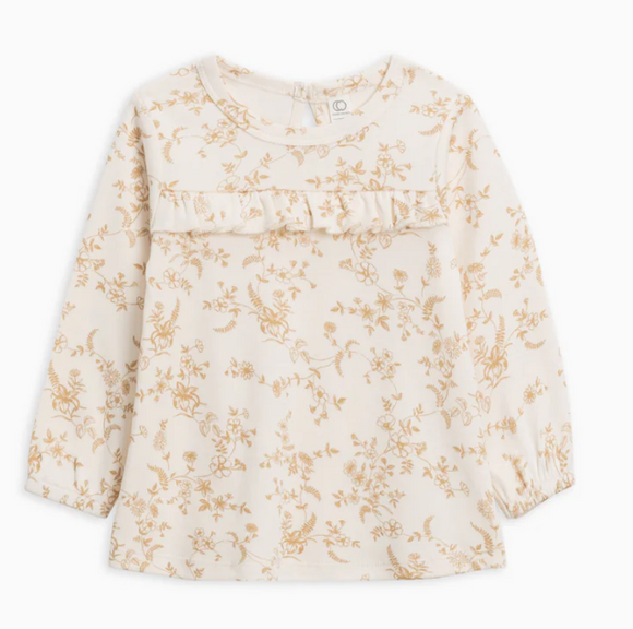 Organic Baby Sorren Long Sleeve Top - Julia Floral / Latte