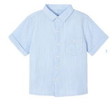 Powder Blue Stripe Short Sleeve Button Down Shirt