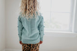 Adorable Sweetness - Kids Teal Pom Pom Winter Sweater: 3/4