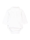 RuffleButts + RuggedButts - Baby Boys White Knit Polo Bodysuit: White / 12-18m