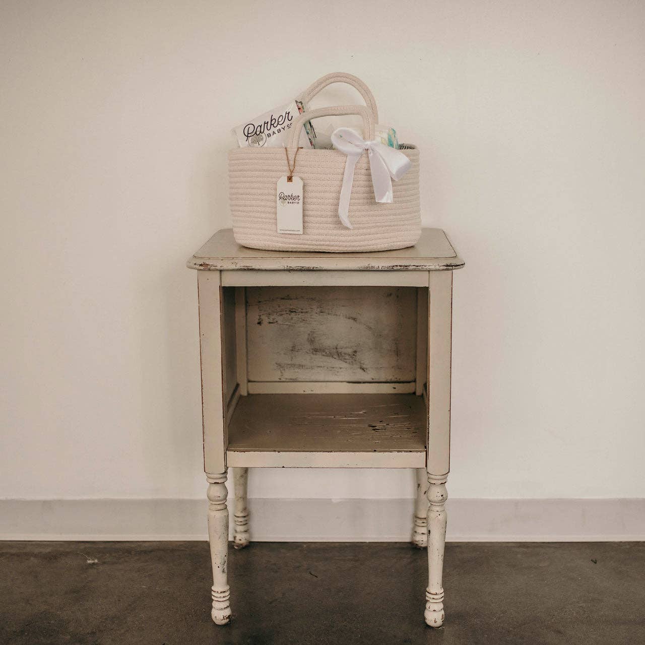 Rope Diaper Caddy - White