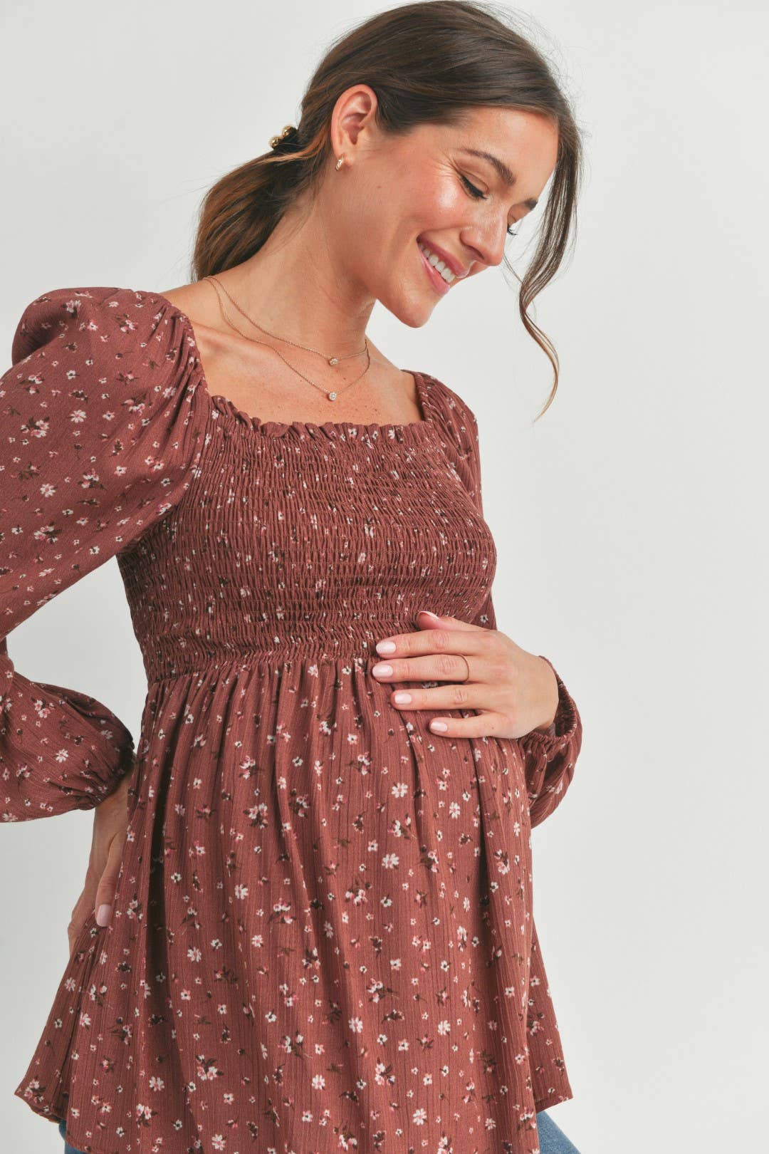 Floral Smocked Blouse Maternity