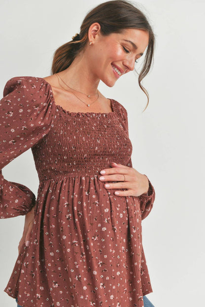 Floral Smocked Blouse Maternity