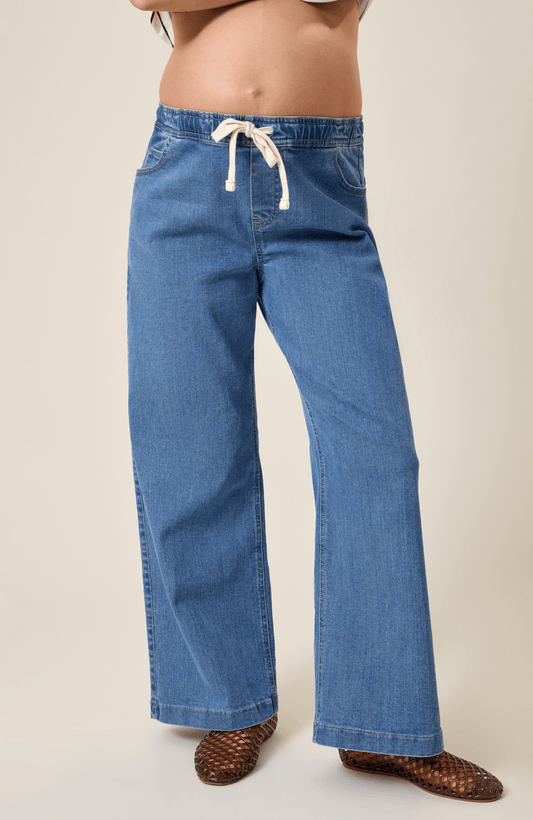 Wide Leg Maternity Jean - Drawstring