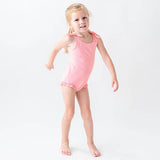 RuffleButts - Pink Seersucker Tie Shoulder One Piece