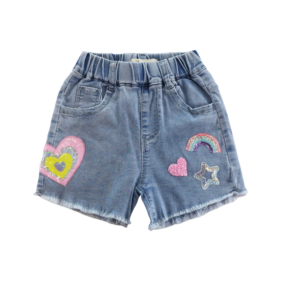 Sequin Denim Shorts