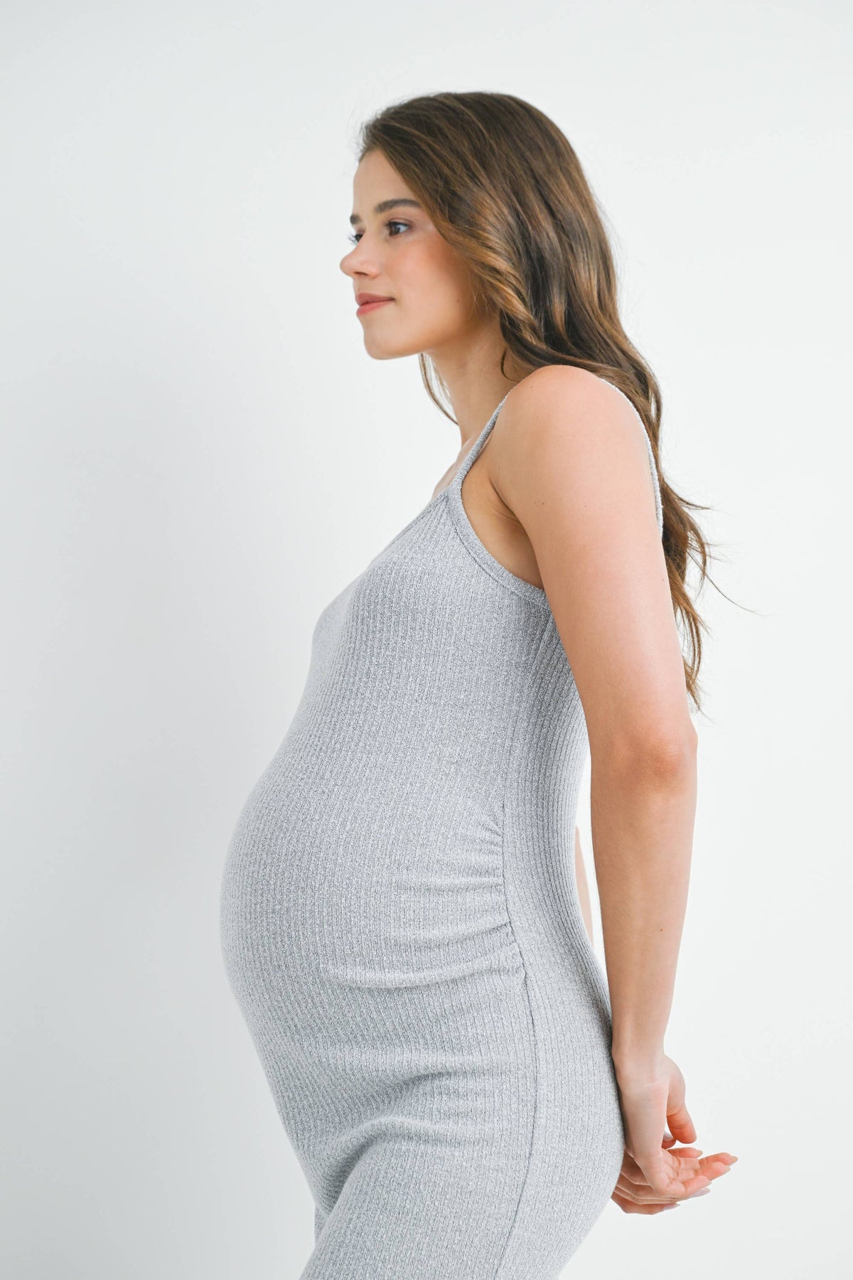 Maternity Set Crop Cardigan and Dress - Grey