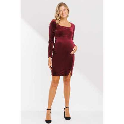 Green Velvet Mini Dress Maternity