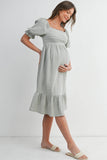 Smocked Puff Sleeve Dress Maternity