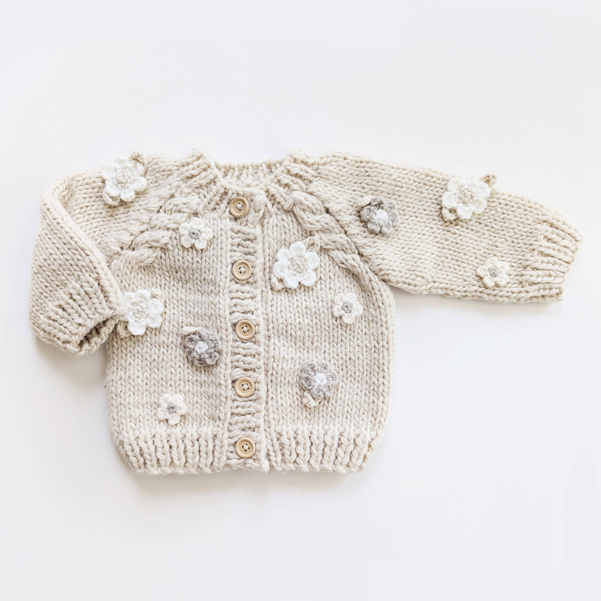 Knit Sweater Natural - Flowers