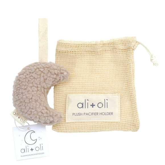 Ali+Oli - Plush Moon Pacifier Holder (Sand)