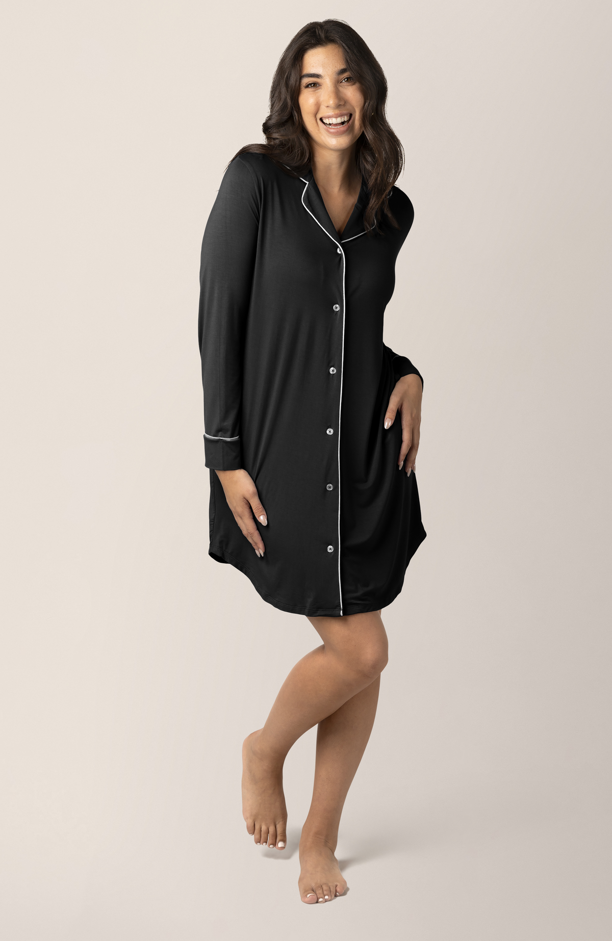 Clea Bamboo Long Sleeve Sleep Shirt