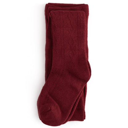 Fancy Knit Tights - Crimson