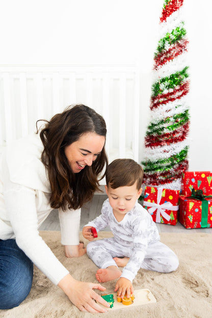 Wooden Christmas Shapes Puzzle, Developmental Learning Toy