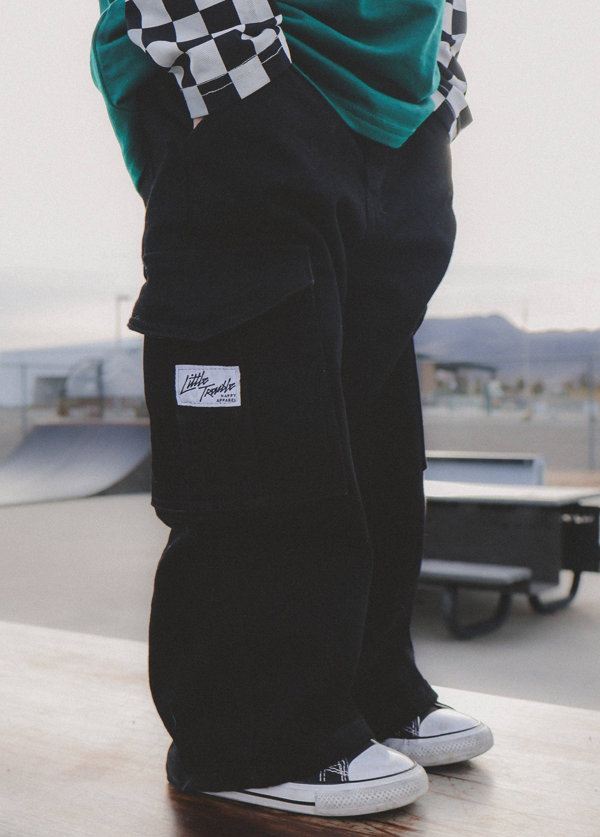 Solid Black Cargo Jeans
