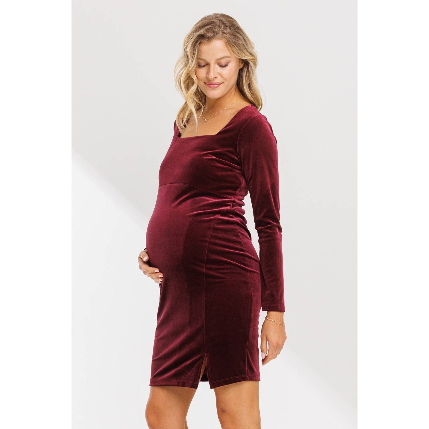 Green Velvet Mini Dress Maternity