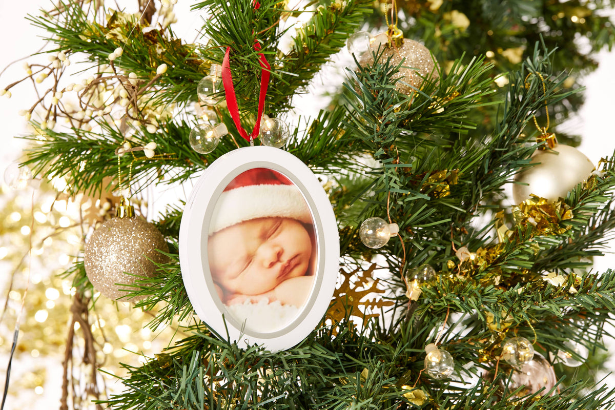 Double-Sided Photo & Babyprint Christmas Ornament Kit, White