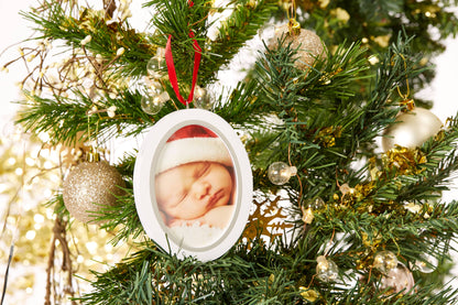 Double-Sided Photo & Babyprint Christmas Ornament Kit, White
