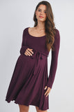 Black Waist Tie Maternity Dress