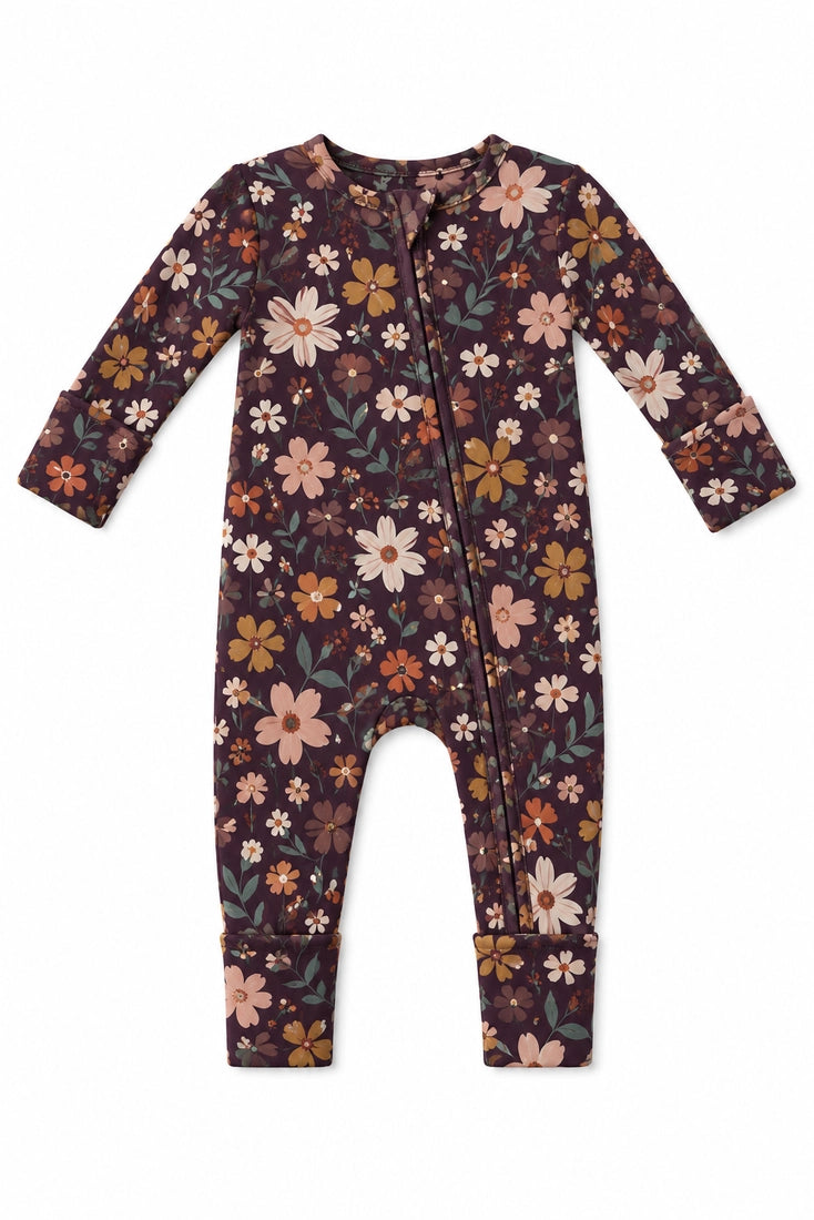 Plum Floral Zip Pajamas