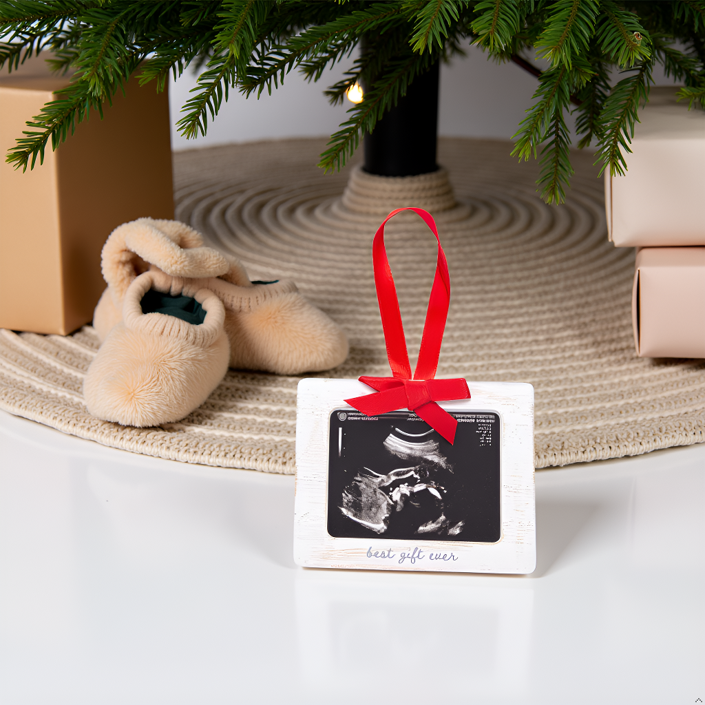 Baby Sonogram Christmas Ornament, Best Gift Ever, White