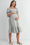 Smocked Puff Sleeve Dress Maternity