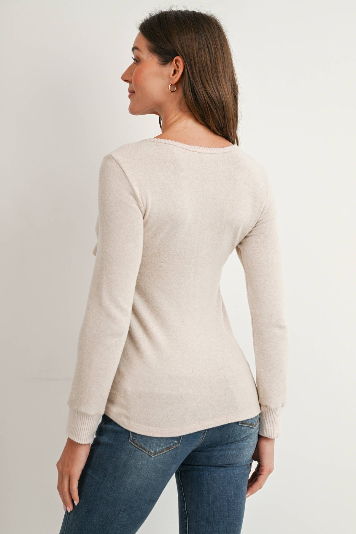 Nursing LS Top with Front Panel - Oat