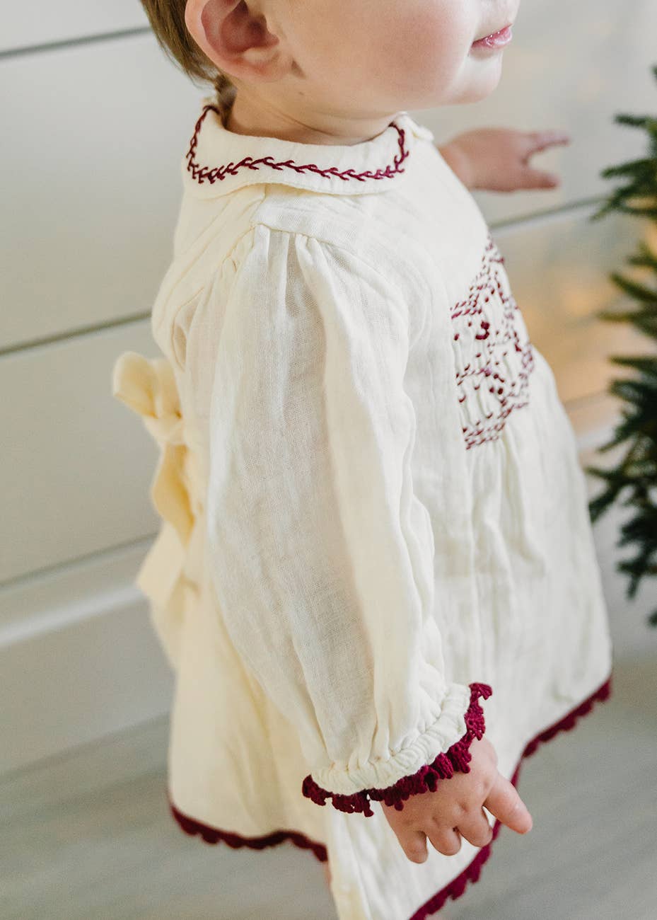 Smocked Muslin Dress - Cream