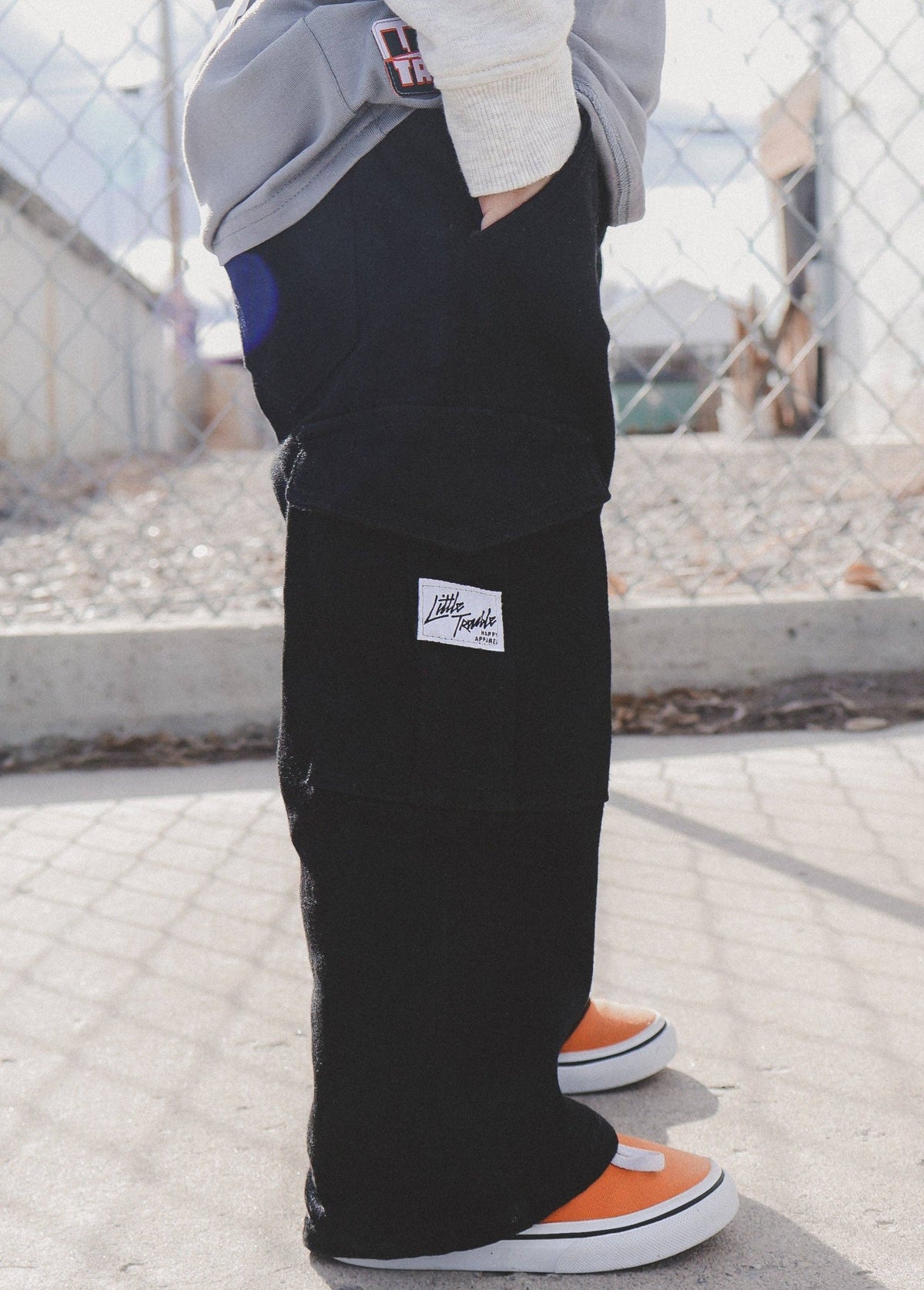 Solid Black Cargo Jeans