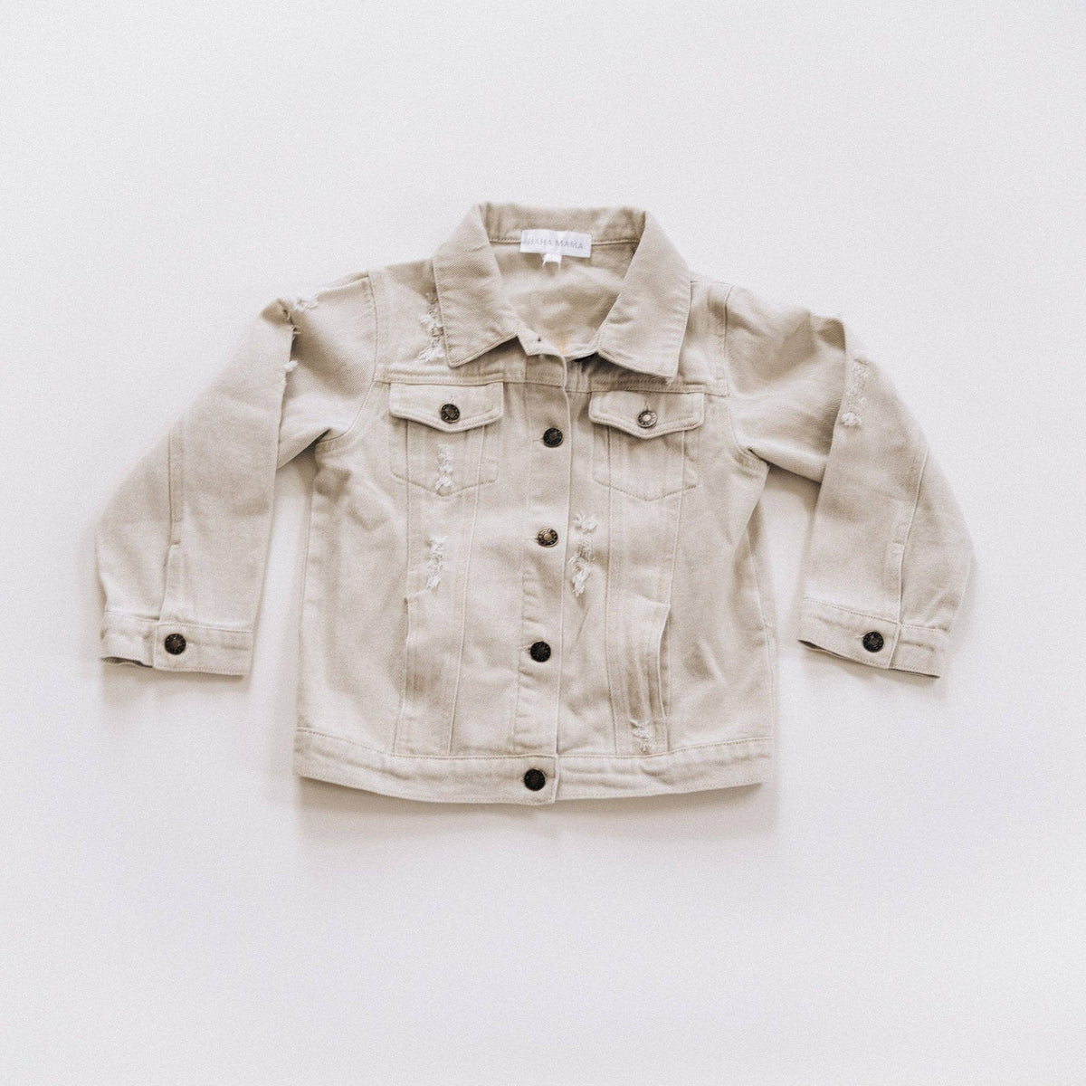 Khaki Distressed Jean Jacket