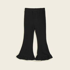 Little Trendy - Lace bell bottoms cotton pit leggings: Black