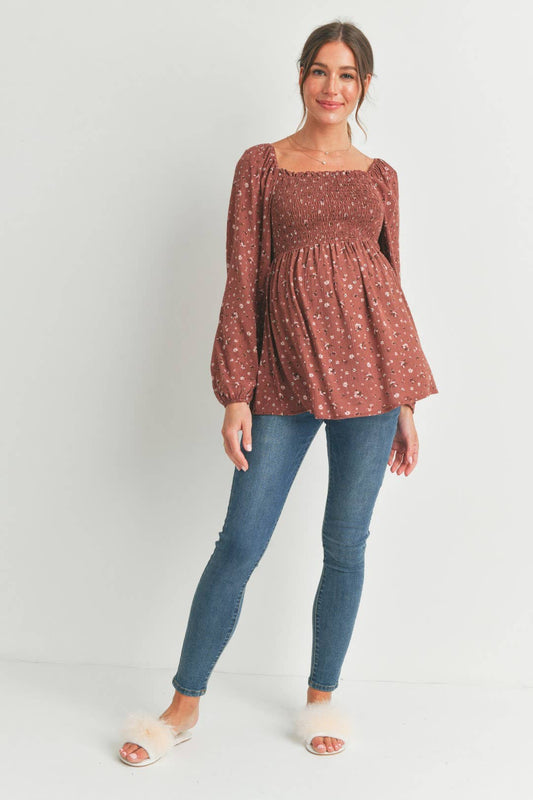 Floral Smocked Blouse Maternity