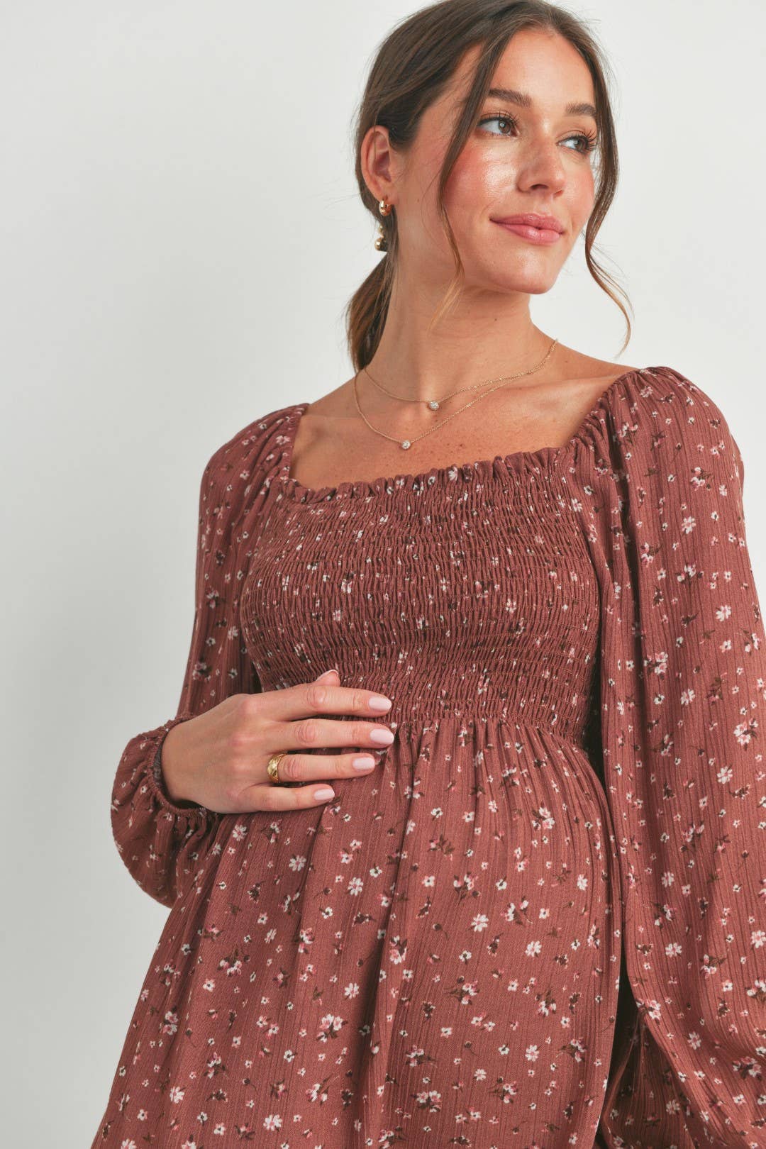 Floral Smocked Blouse Maternity