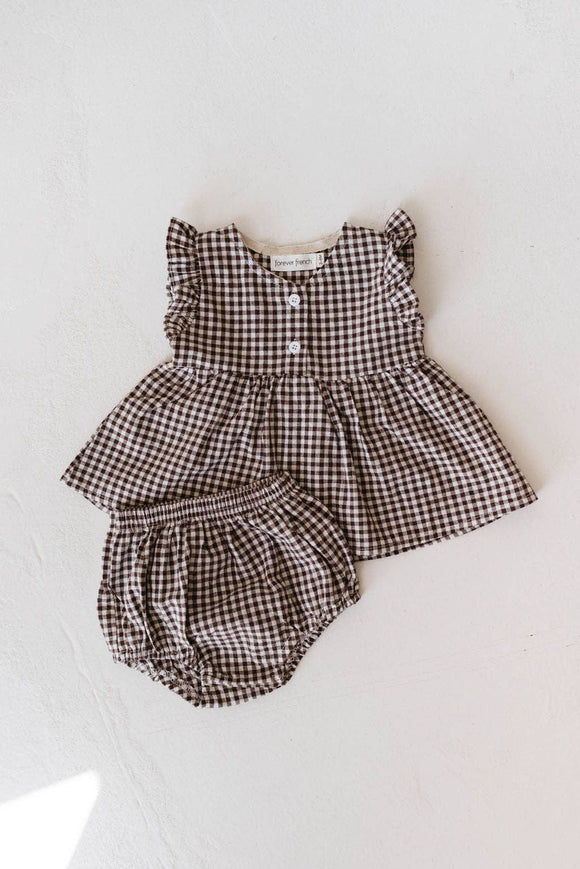 Gingham Bloomer Set-Chocolate Chai