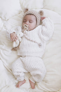 Baby Chunky Knit Pants - Oat