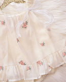 Ivory Dress with Peach Embroider Flowers