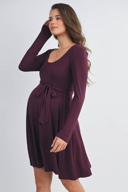 Black Waist Tie Maternity Dress