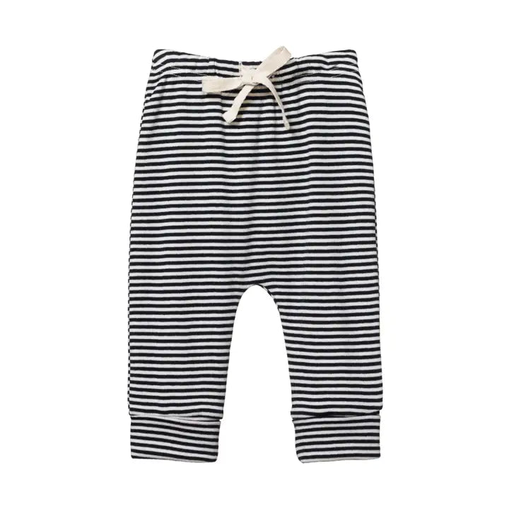 Cotton Drawstring Pants - Stripe