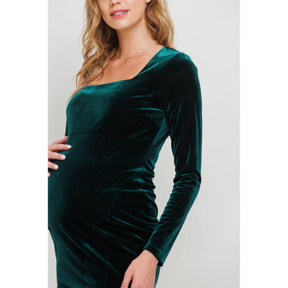 Green Velvet Mini Dress Maternity