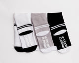 squid socks -Non-Slip Baby Socks - Black, Grey, White with Stripes: 6 - 12M