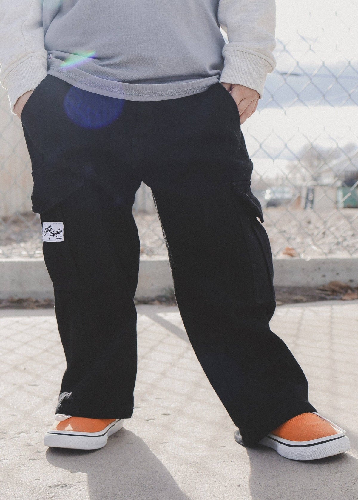 Solid Black Cargo Jeans