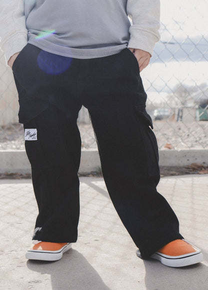 Solid Black Cargo Jeans