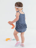 Pom Pom Bubble Romper - Blue