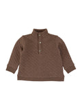 RuffleButts + RuggedButts - Boys Heather Carafe Quilted Quarter Snap Sweatshirt: Brown / 5