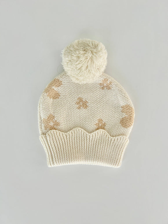 Celebrate Your Tribe - Floral Knit Beanie Hat: 6-18 month